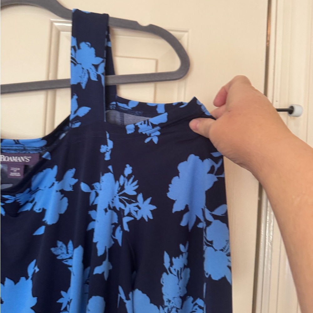 Roaman's Navy and Light Blue Floral Maxi Dress! Great for resort night out! - Picture 8 of 12